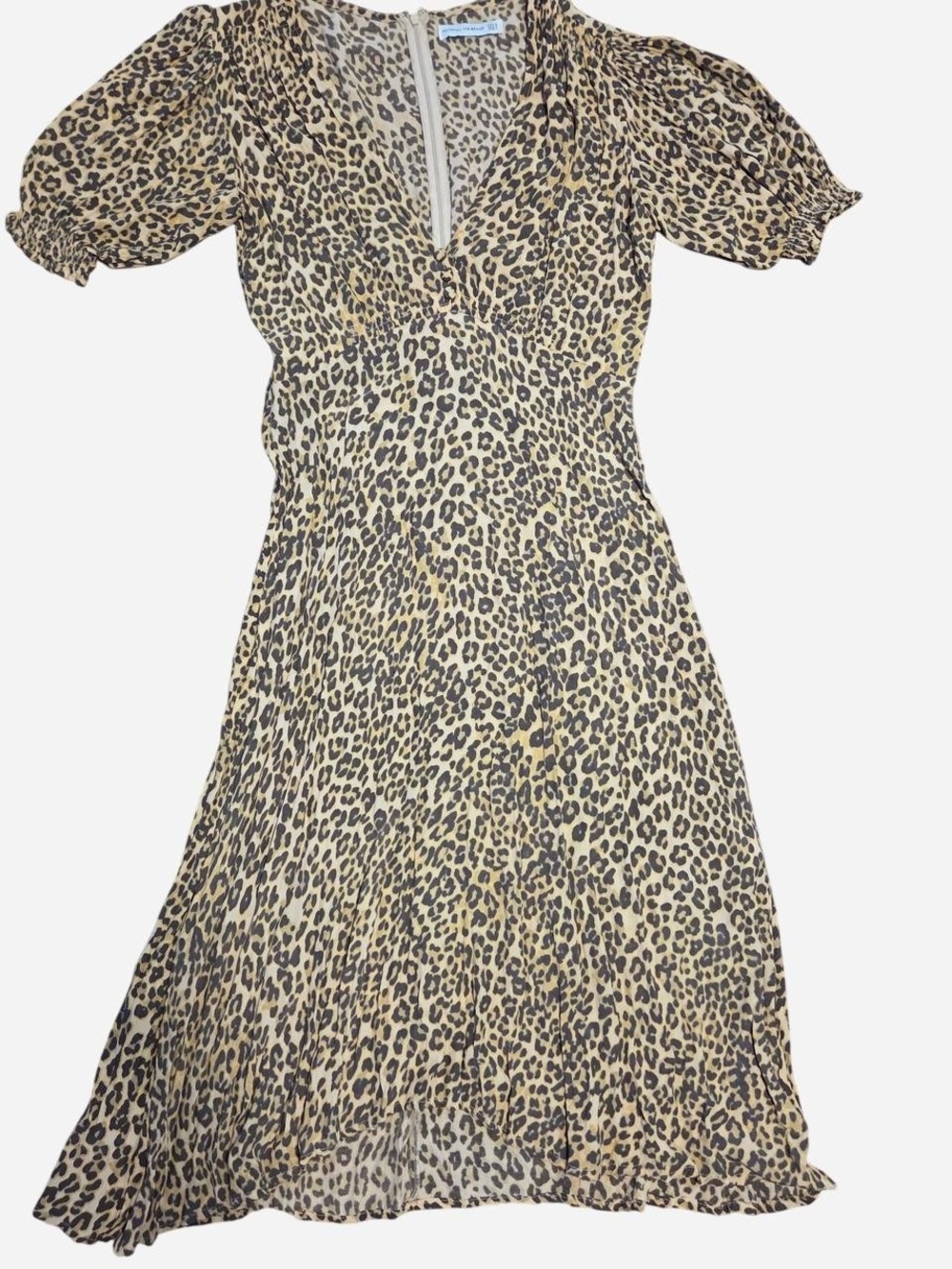 Faithfull the Brand Leopard Print V-Neck Midi Dress - Tan & Black